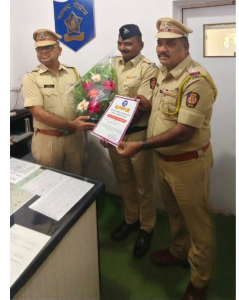 सहाय्यक पोलीस निरीक्षक जयेंद्र पगारे यांना “टॉप कॉप ऑफ द मंथ” पुरस्काराने सन्मानित
